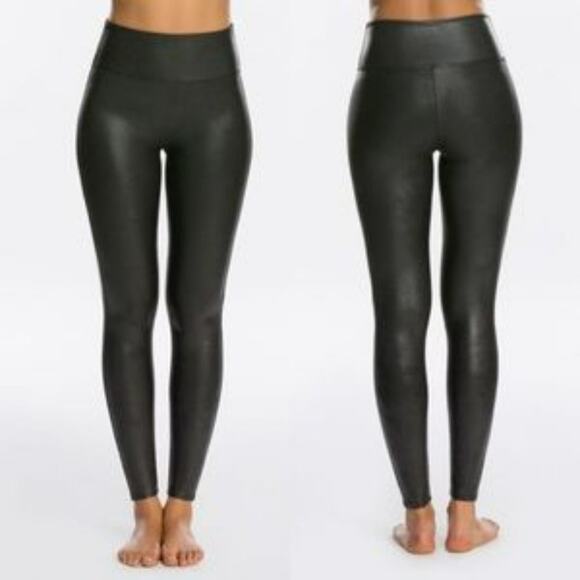 Spanx Faux Leather Black Leggings Size Small